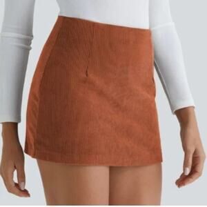 Halara Med Bombay Brown High Waist 2-in-1 A Line Mini Corduroy Casual Skort Sz M